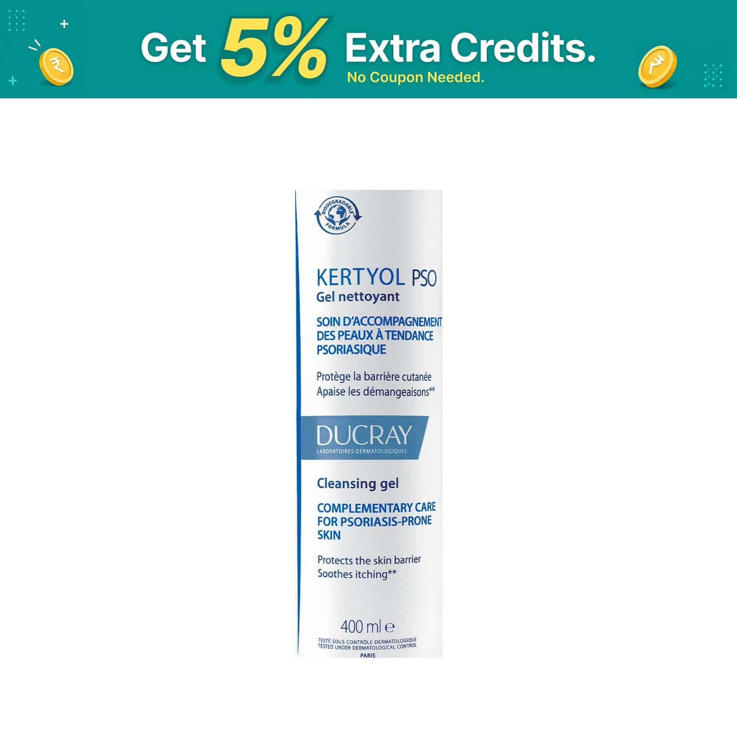 Ducray Kertyol Pso Cleansing Gelbody Wash For Dry Itchy Sensitive And Psoriasis Skin (400 Ml)