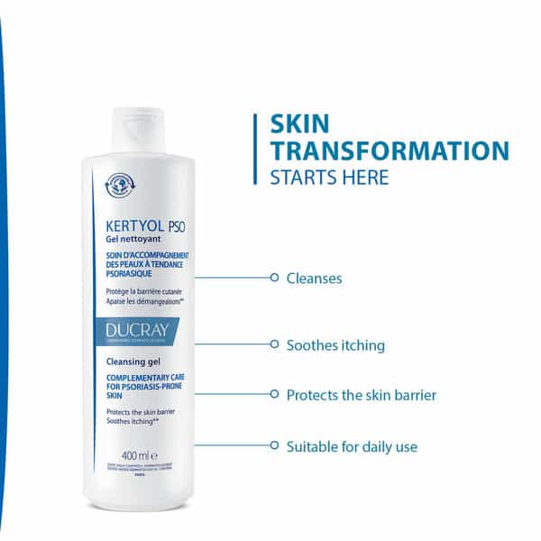 Ducray Kertyol Pso Cleansing Gelbody Wash For Dry Itchy Sensitive And Psoriasis Skin (400 Ml)