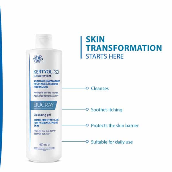 Ducray Kertyol Pso Cleansing Gelbody Wash For Dry Itchy Sensitive And Psoriasis Skin (400 Ml)