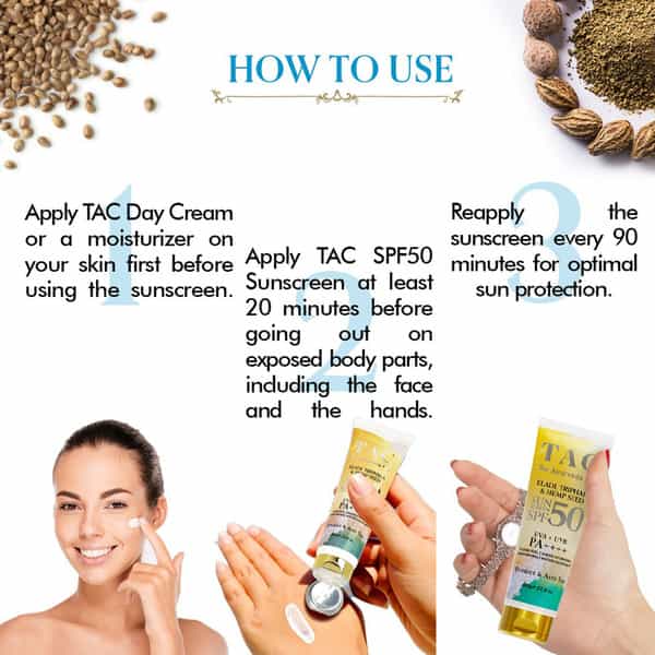 Tac - The Ayurveda Co.eladi | Triphala & Hemp Seed Spf 50 Sunscreen -80Gm