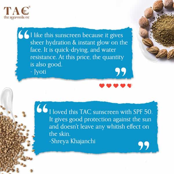 Tac - The Ayurveda Co.eladi | Triphala & Hemp Seed Spf 50 Sunscreen -80Gm