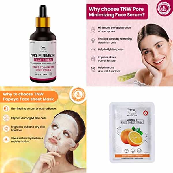 Tnw The Natural Wash Combo With Pore Minimizing Face Serum & Vitamin C Face Sheet Mask