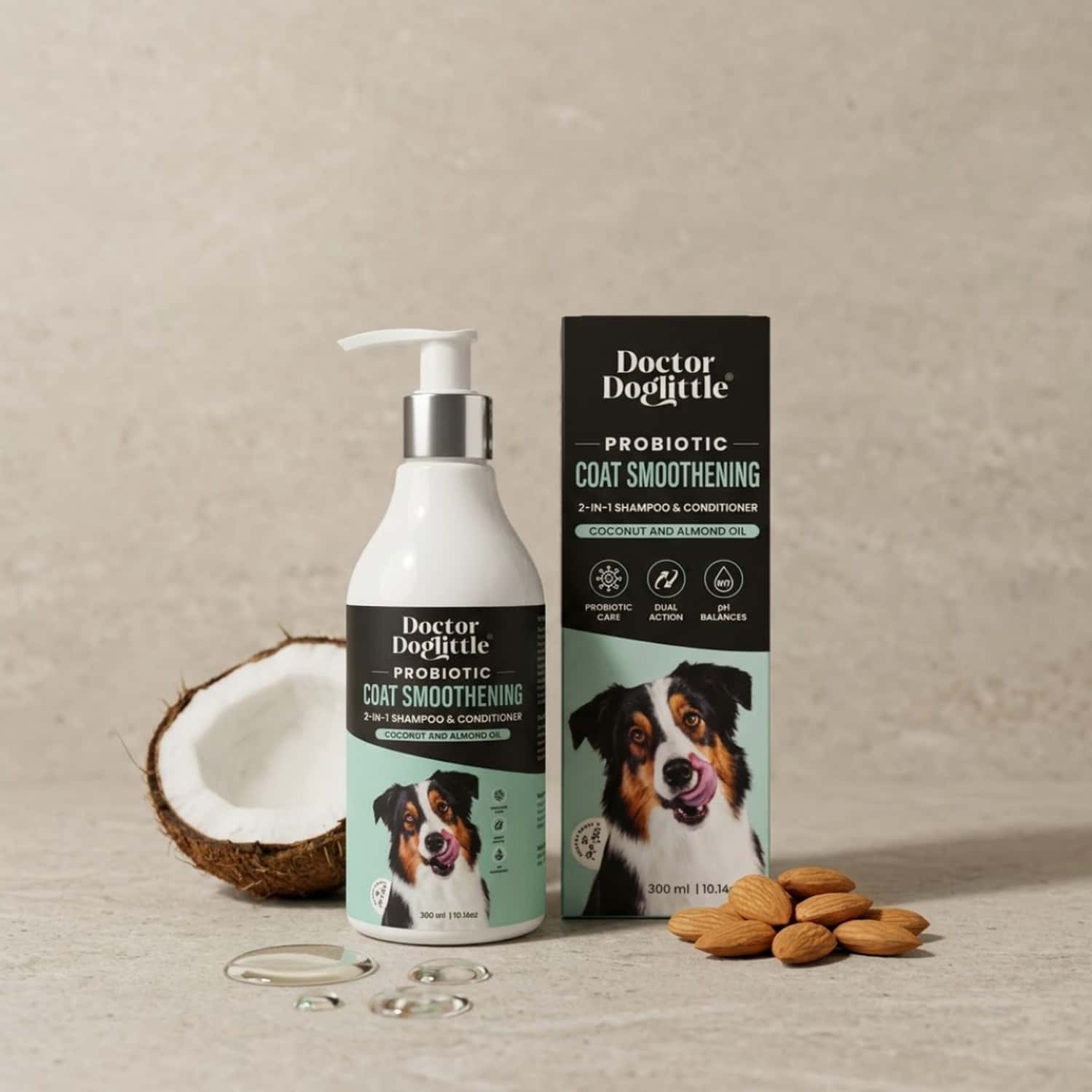Doctor Doglittle Probiotic Dog Coat Smoothening 2-In-1 Shampoo & Conditioner (300 Ml)