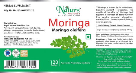 Naturz Ayurveda Moringa 120 Tablets - Pack Of 4