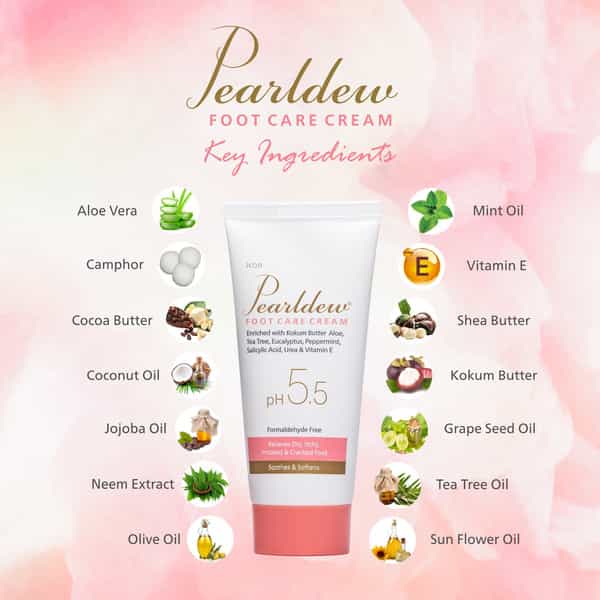 Pearldew Foot Care Cream 60 Gm | With Aloe | Cocoa Butter & Coconut Oil (Pack Of 2)