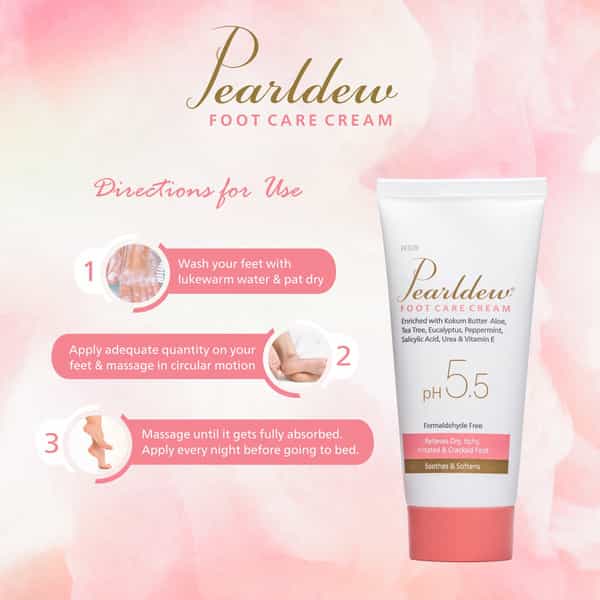Pearldew Foot Care Cream 60 Gm | With Aloe | Cocoa Butter & Coconut Oil (Pack Of 2)