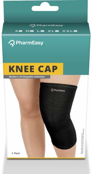 Pharmeasy Knee Cap (Pair) - Protects Knee Joints - Reduces Risk Of Injuries - Black - Xl