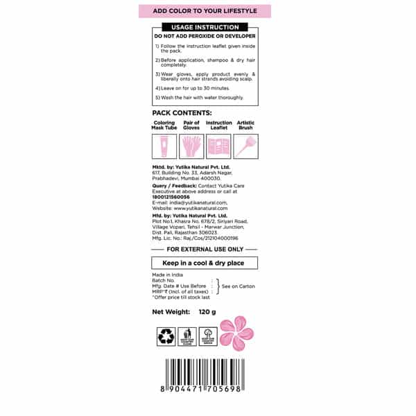 Cosglam Semi Permanent Hair Color | No Peroxide | Ammonia Free Hair Colour 11 Soft Pink - 120Gm