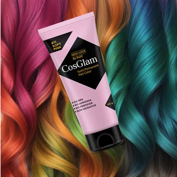 Cosglam Semi Permanent Hair Color | No Peroxide | Ammonia Free Hair Colour 11 Soft Pink - 120Gm