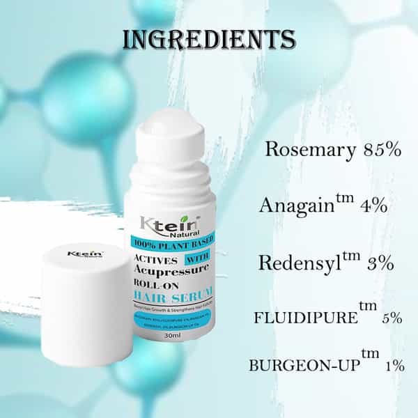 Ktein 100% Plant-Based Active Intensive Hair Treatment Serum With Acupressure Roll-On 30Ml