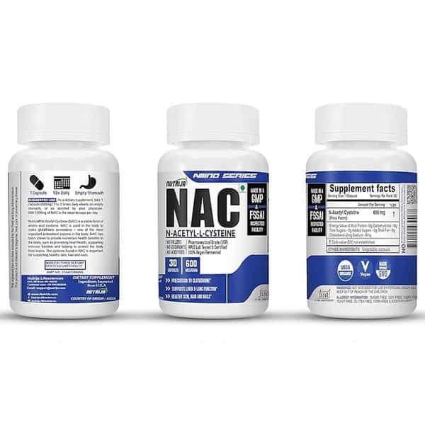 Nutrija Nac (N-Acetyl L-Cysteine) 600Mg | Liver & Antioxidant Support - 30 Capsules