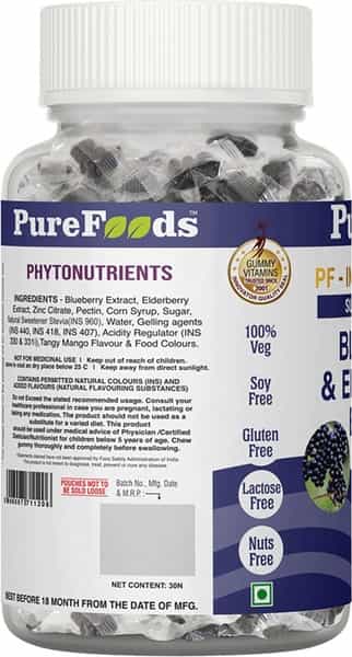 Purefoods - Immunity Booster Gummies Made With Blueberry & Elderberry Extracts (30 Gummies)