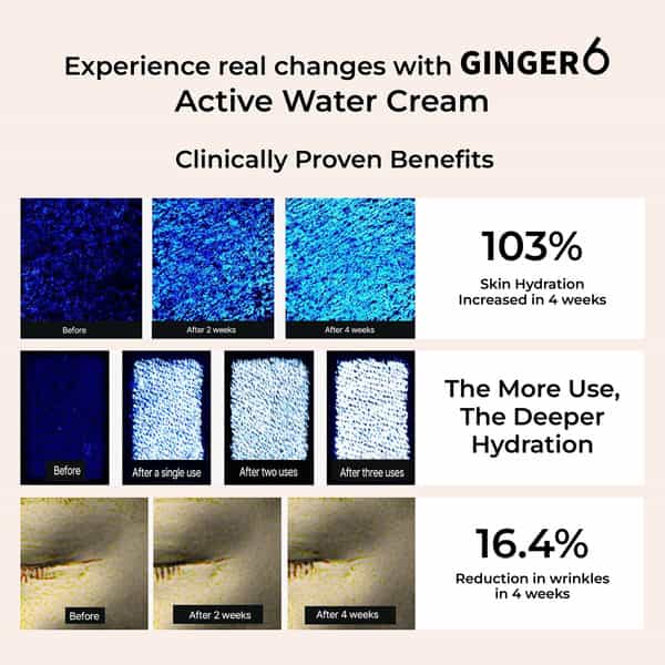 Ginger6 Active Water Day Cream 76% Ginger Extract Water For Hydration | Skin Firming - 50Ml