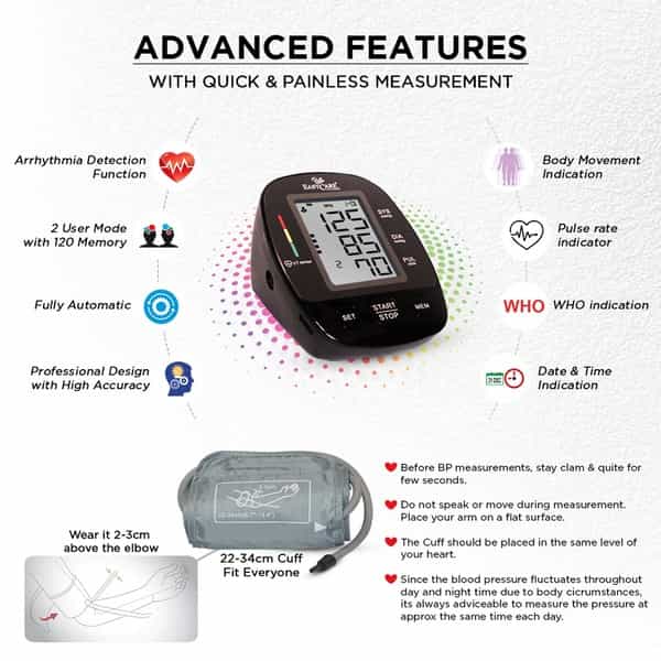 Easycare Big Display Digital Blood Pressure Monitor With Fully Automatic Arm Style