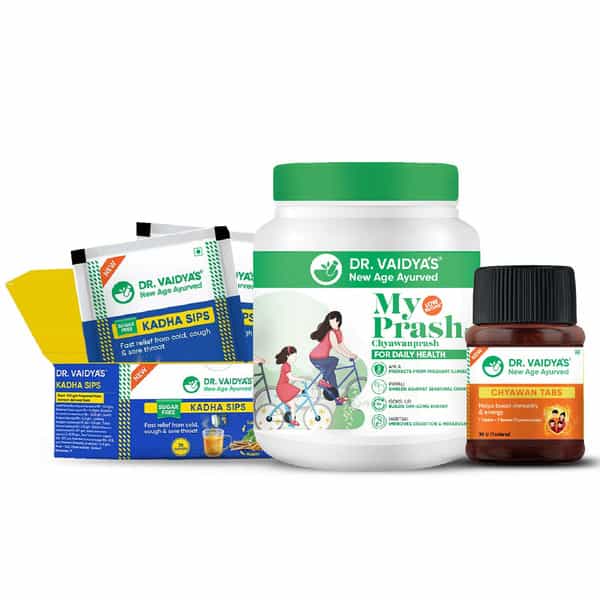 Immunity Combo - 30 Chyawan Tablets; 30 Kadha Sips Sachets; 500 Grams Of Myprash For Daily Health