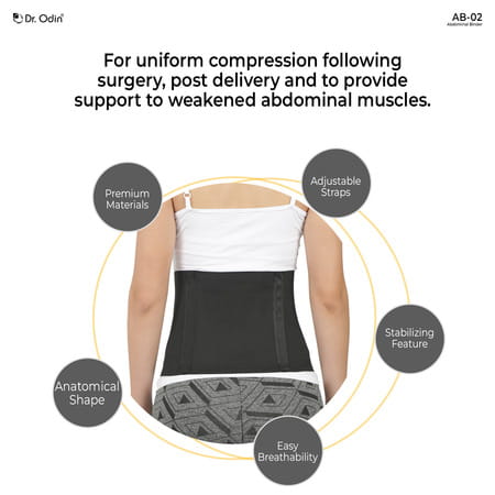 Dr. Odin Ab-02 Abdominal Binder Eco Sustainable Comfort | Breathable Hypoallergenic Support | Large