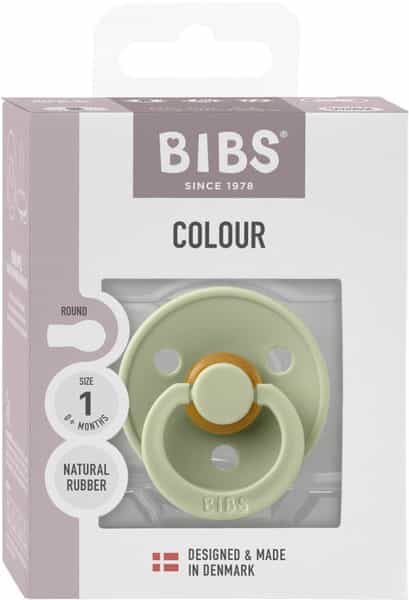 Bibs Pacifier Colour Latex Round Size 1 | Pack 1 Sage - 0+M