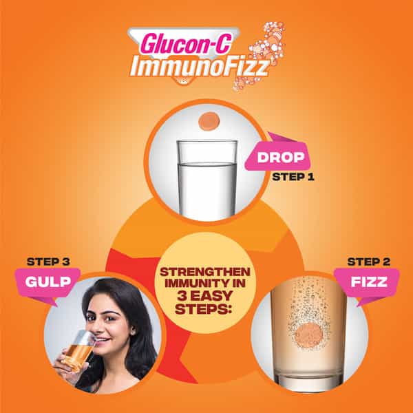Glucon C Immunofizz -1000Mg Amla Vitamin C & Zinc - Immunity - 20 Effervescent Tablets (Lemon)