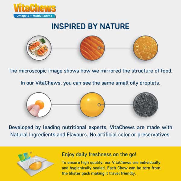 Quarant Vitachews Omega 3 Fish Oil + Multivitamin For Men & Women | 30 Sugar Free Gummies
