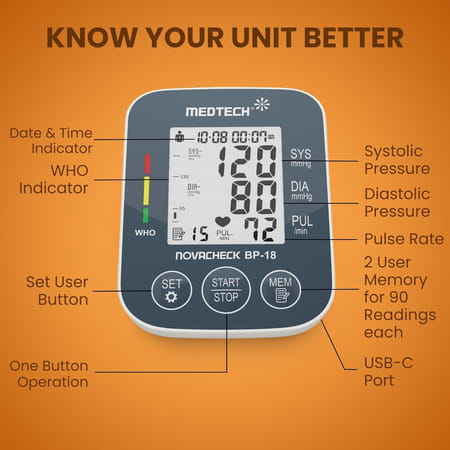 Medtech Bp18 Fully Automatic Portable Digital Blood Pressure Monitor With Smart Mdd Technology