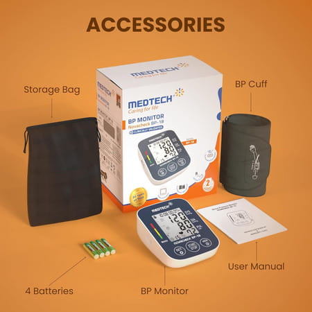 Medtech Bp18 Fully Automatic Portable Digital Blood Pressure Monitor With Smart Mdd Technology