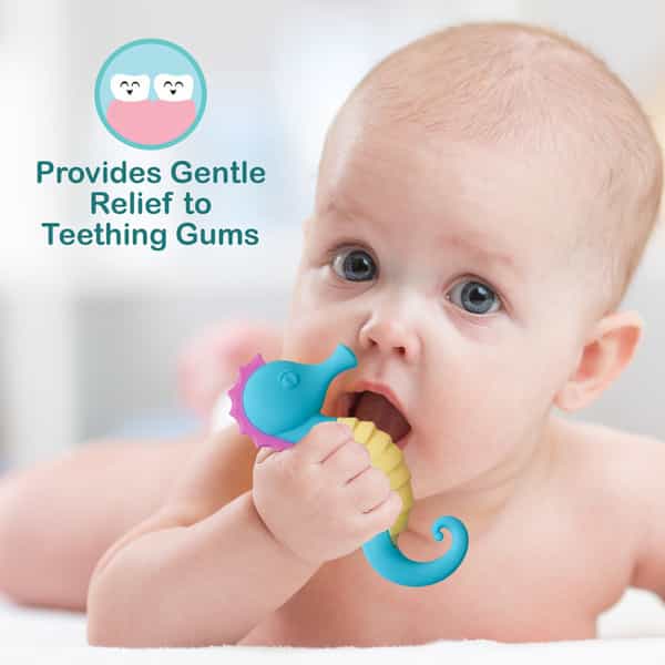 Luvlap Sea Horse Baby Teether Teething Toy For Infants & Babies 100% Food Grade Silicone Multicolor