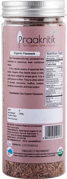 Praakritik Organic Raw Flaxseeds 200 G