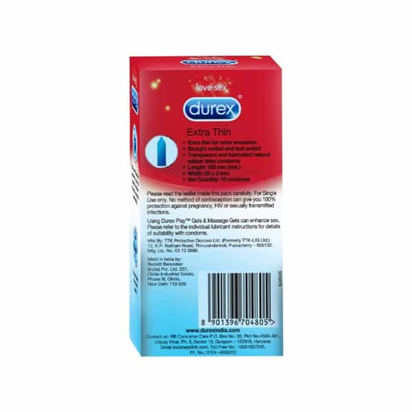 Durex Extra Thin Packet Of 10 Condoms (Buy 2 Get 1 Free)
