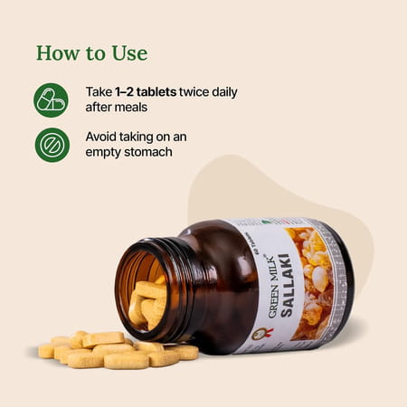 Green Milk Sallaki (Boswellia) Tablets | Ayurvedic Joint Comfort & Mobility Support | 60 Tablets