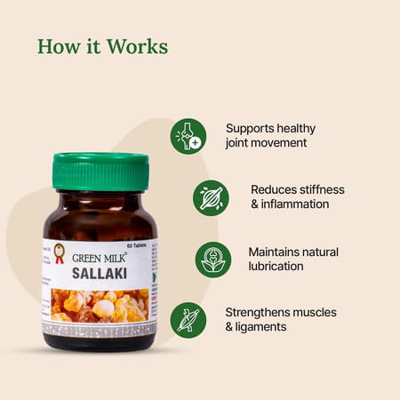 Green Milk Sallaki (Boswellia) Tablets | Ayurvedic Joint Comfort & Mobility Support | 60 Tablets