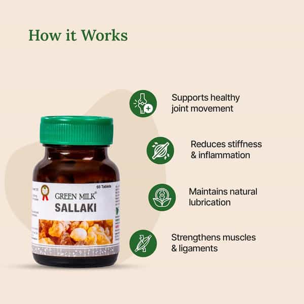 Green Milk Sallaki (Boswellia) Tablets | Ayurvedic Joint Comfort & Mobility Support | 60 Tablets