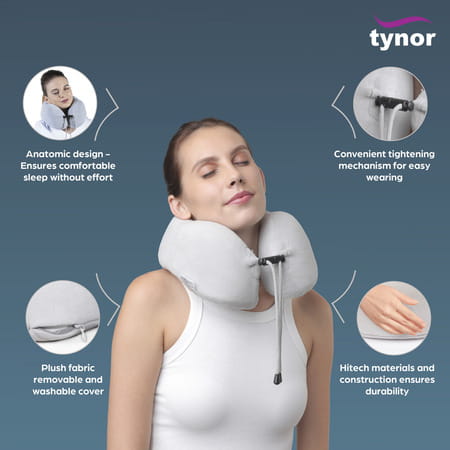 Tynor Travel Pillow Grey Universal Size 1 Unit