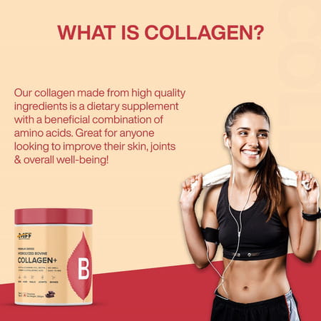 Myfitfuel Hydrolyzed Bovine Collagen + Glucosamine, Hyaluronic, Biotin, Zinc Vitaminc (250g, Orange)