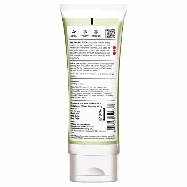 Jiva Neem Mud Pack|Enriched With Multani Mitti & Neem, Cleanses And Brightens Skin - 100G(Pack Of 1)