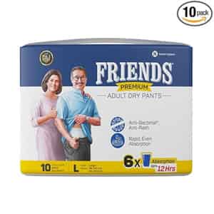 Friends Premium Adult Dry Pants L Pant Style 6x Absorption Upto 12hrs Size 30-56 Inch 10 Diapers