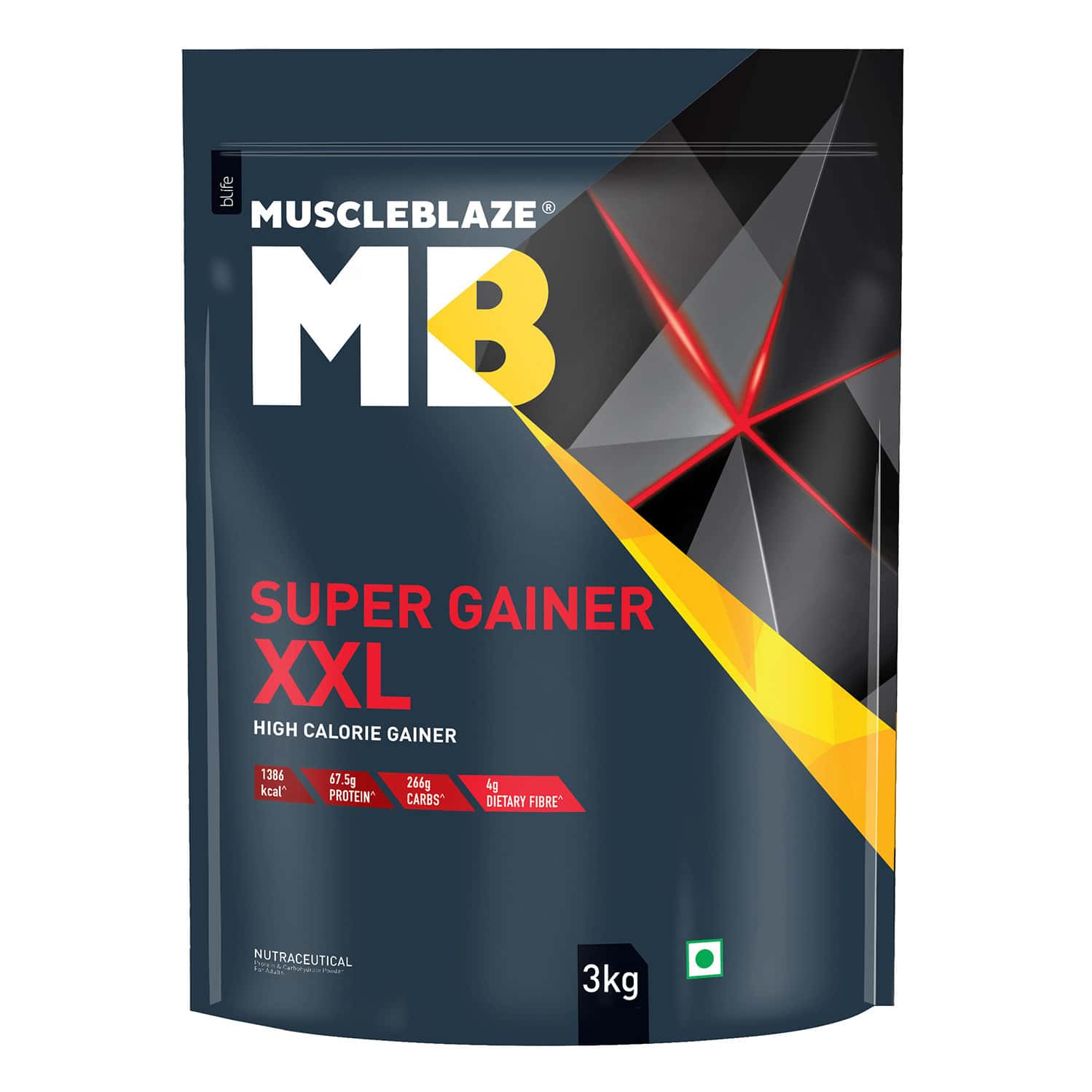 Muscleblaze Super Gainer Xxl (banana | 3kg / 6.6lbs | 30 Servings) | For Muscle Mass Gain