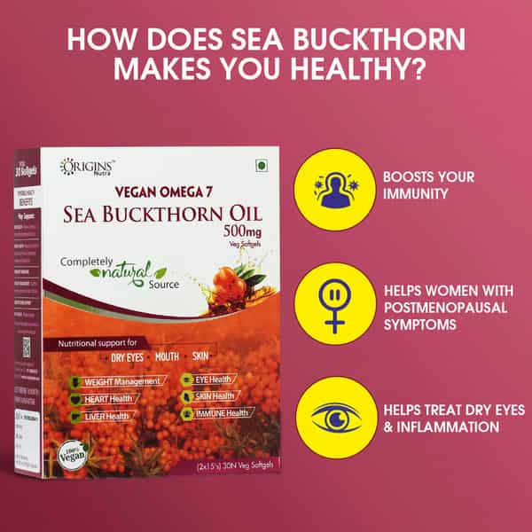 Origins Nutra Vegan Omega 7 Sea Buckthorn Oil | Healthy Weight (30 Softgels)