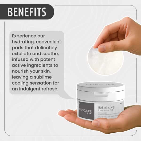 Conclude Hydrating Jelly Toner Serum Pads | Rice Extract Ceramide & Centella | 40 Pads