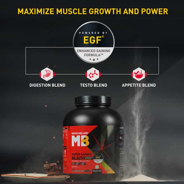 Muscleblaze Super Gainer Black (Double Rich Chocolate | 3Kg / 6.6Lbs | 30 Servings)