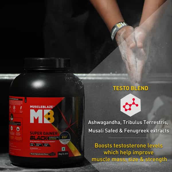 Muscleblaze Super Gainer Black (Double Rich Chocolate | 3Kg / 6.6Lbs | 30 Servings)