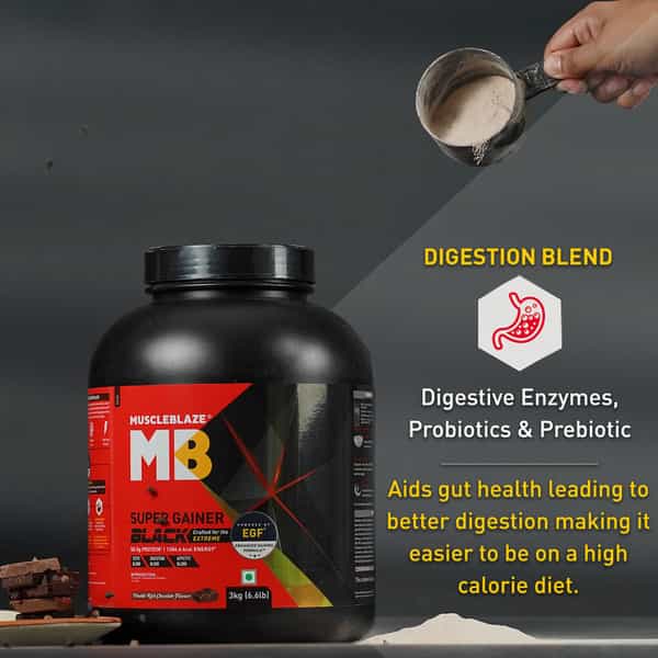 Muscleblaze Super Gainer Black (Double Rich Chocolate | 3Kg / 6.6Lbs | 30 Servings)