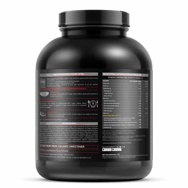 Muscleblaze Super Gainer Black (Double Rich Chocolate | 3Kg / 6.6Lbs | 30 Servings)