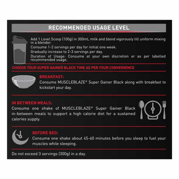 Muscleblaze Super Gainer Black (Double Rich Chocolate | 3Kg / 6.6Lbs | 30 Servings)