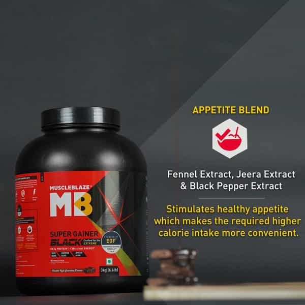 Muscleblaze Super Gainer Black (Double Rich Chocolate | 3Kg / 6.6Lbs | 30 Servings)