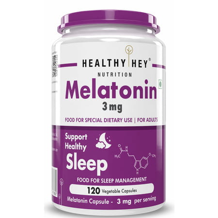 Healthyhey Nutrition Melatonin 3mg 120 Vegetable Capsules - Promotes Sleep