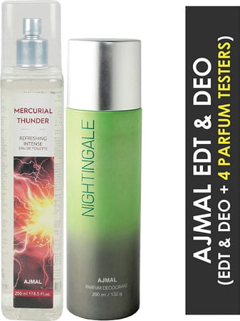 Ajmal Mercurial Thunder Edt Of 250ml & Nightingale Deodorant 200ml Combo Pack Of 2 (Total 450ml)