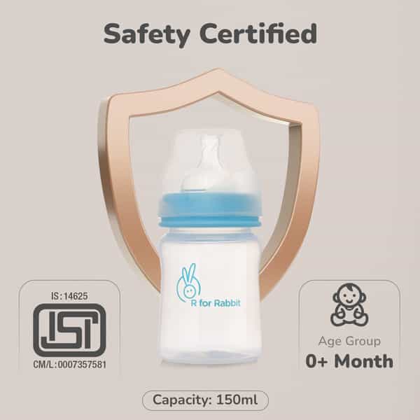 R For Rabbit Polypropylin First Feed 250Ml Feeding Bottle - Light Blue