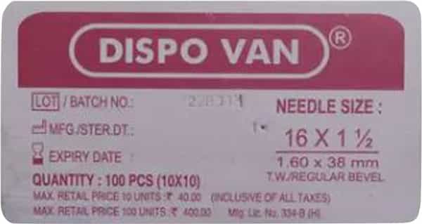 Dispovan Needles 16Gx11 /2