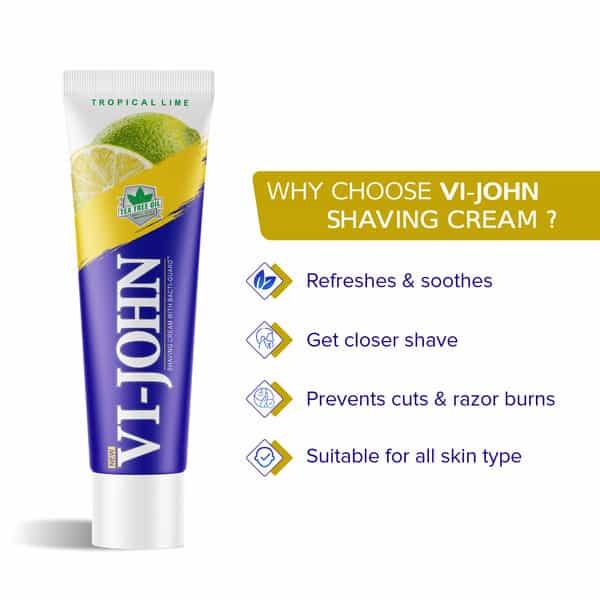 Vi-John Combo Pack Of Tropical Lime Shaving Cream 125G & Master Stroke Razor Set Of 5 - Pack Of 2