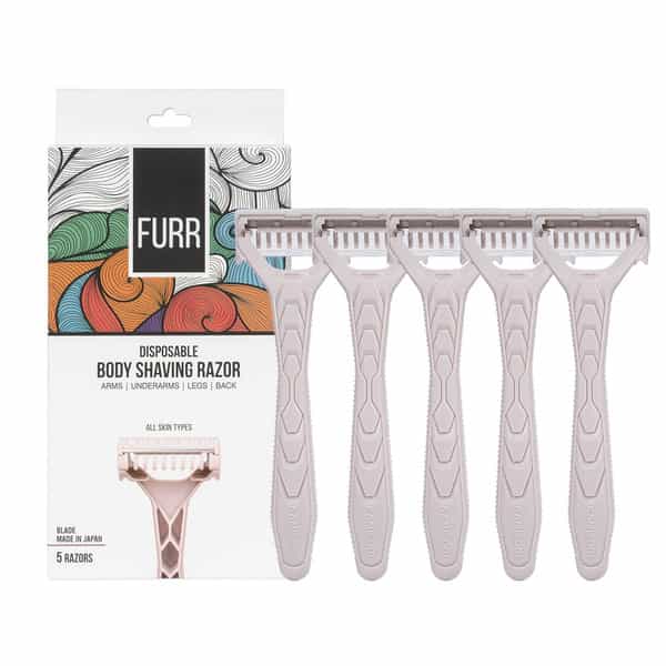Furr Disposable Body Hair Removal Shaving Razor -5 Razor|With Aloe Vera And Vitamin E Padding